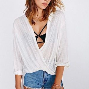Silence & Noise High Low Wrap Front Blouse NWT White Size M